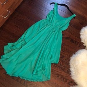 Green High Low Chiffon dress